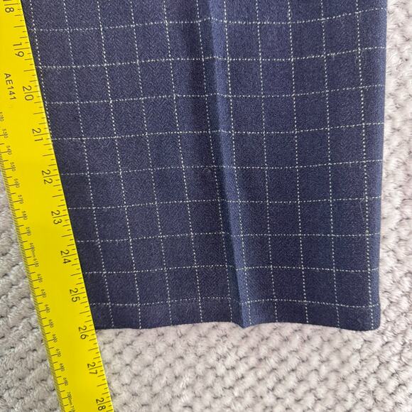 Eileen Fisher Pants Womens M Blue Checked Tussah Silk Straight Tapered Pocket - Picture 12 of 14